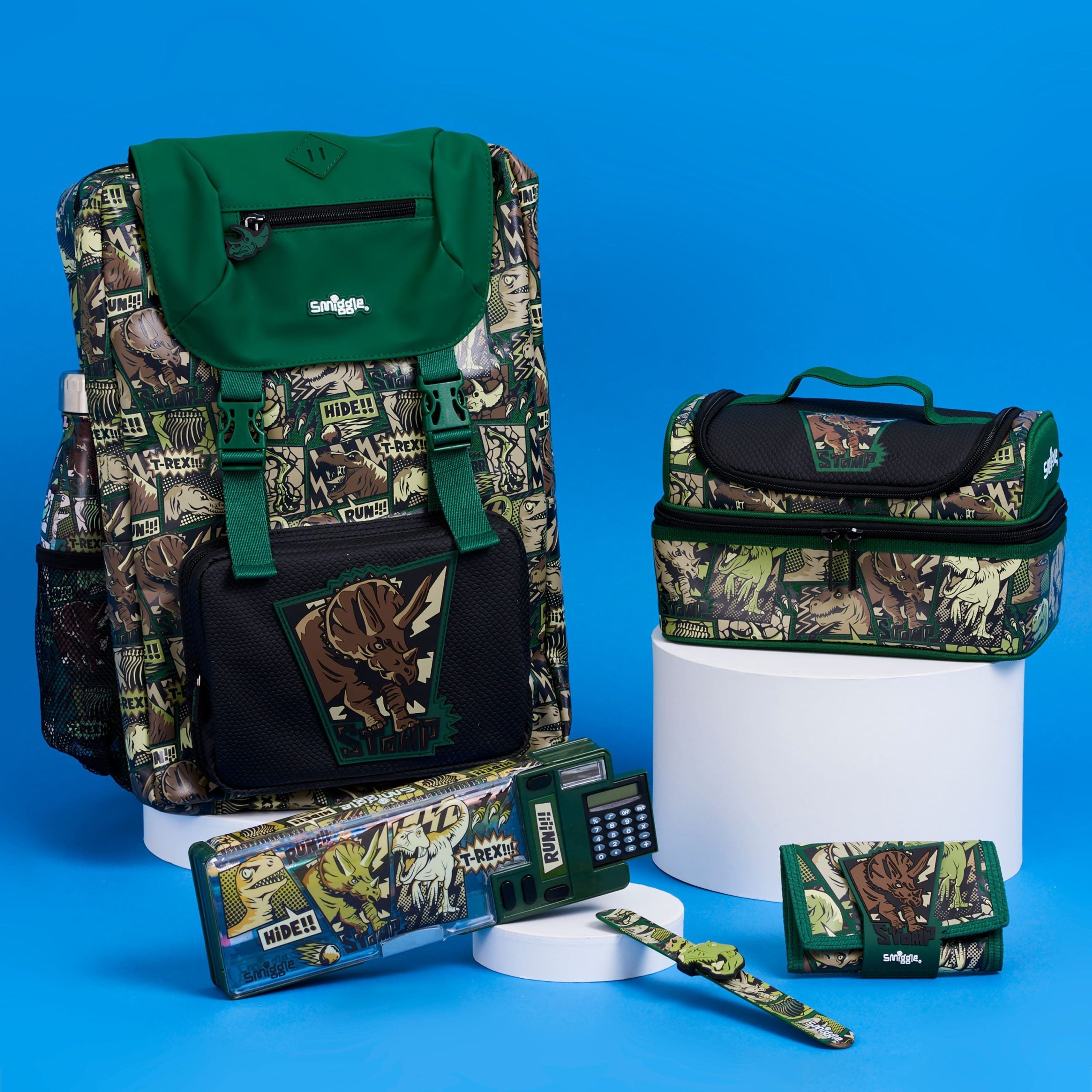 Smiggle – Beyond Wild Dinosaurs Pop Out Automatisches Federmäppchen mit Taschenrechner