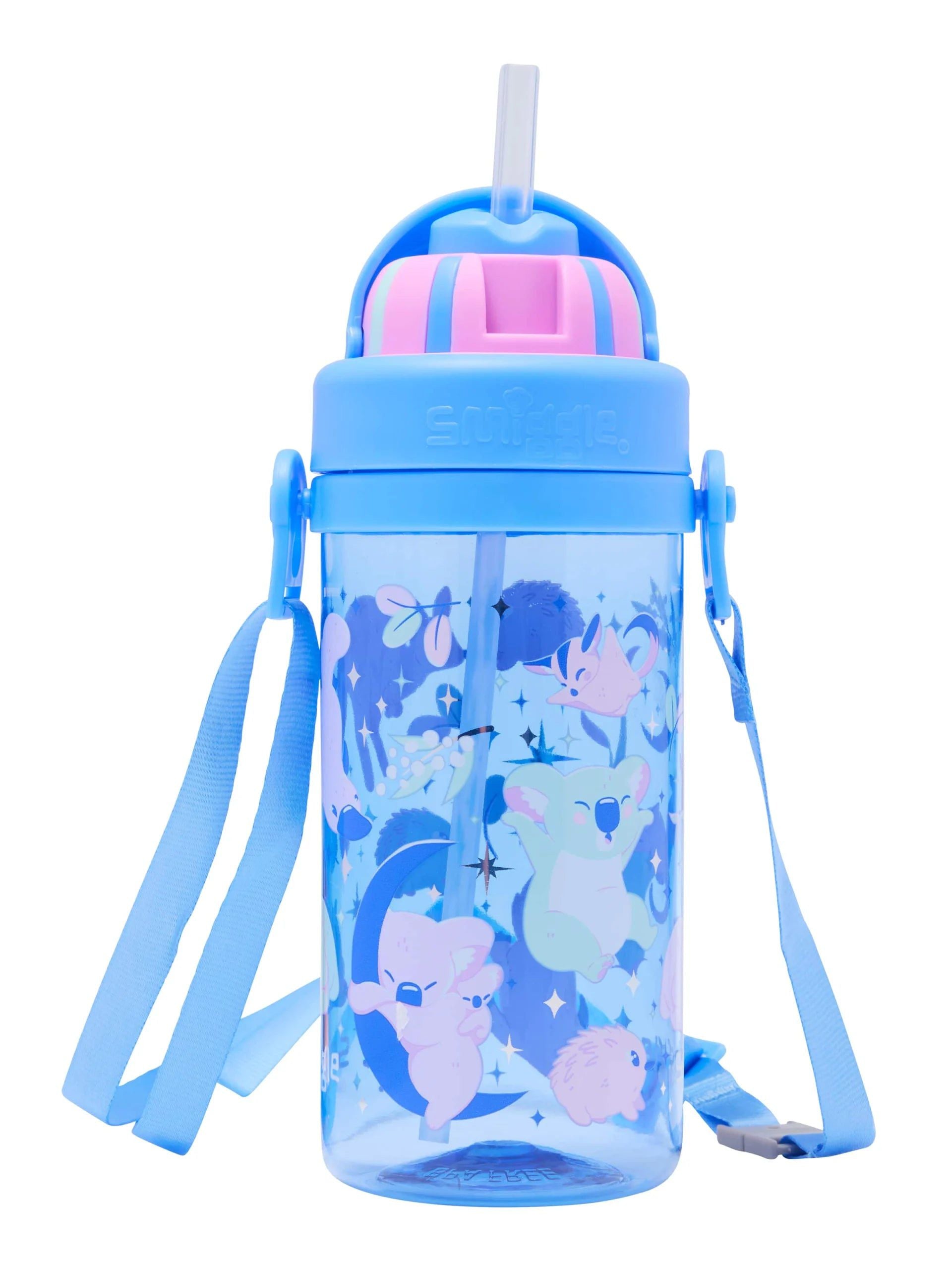 Smiggle - Big Dreams Kindergarten 400 ml BPA-freie, versteckte Wasserflasche mit Strohhalm