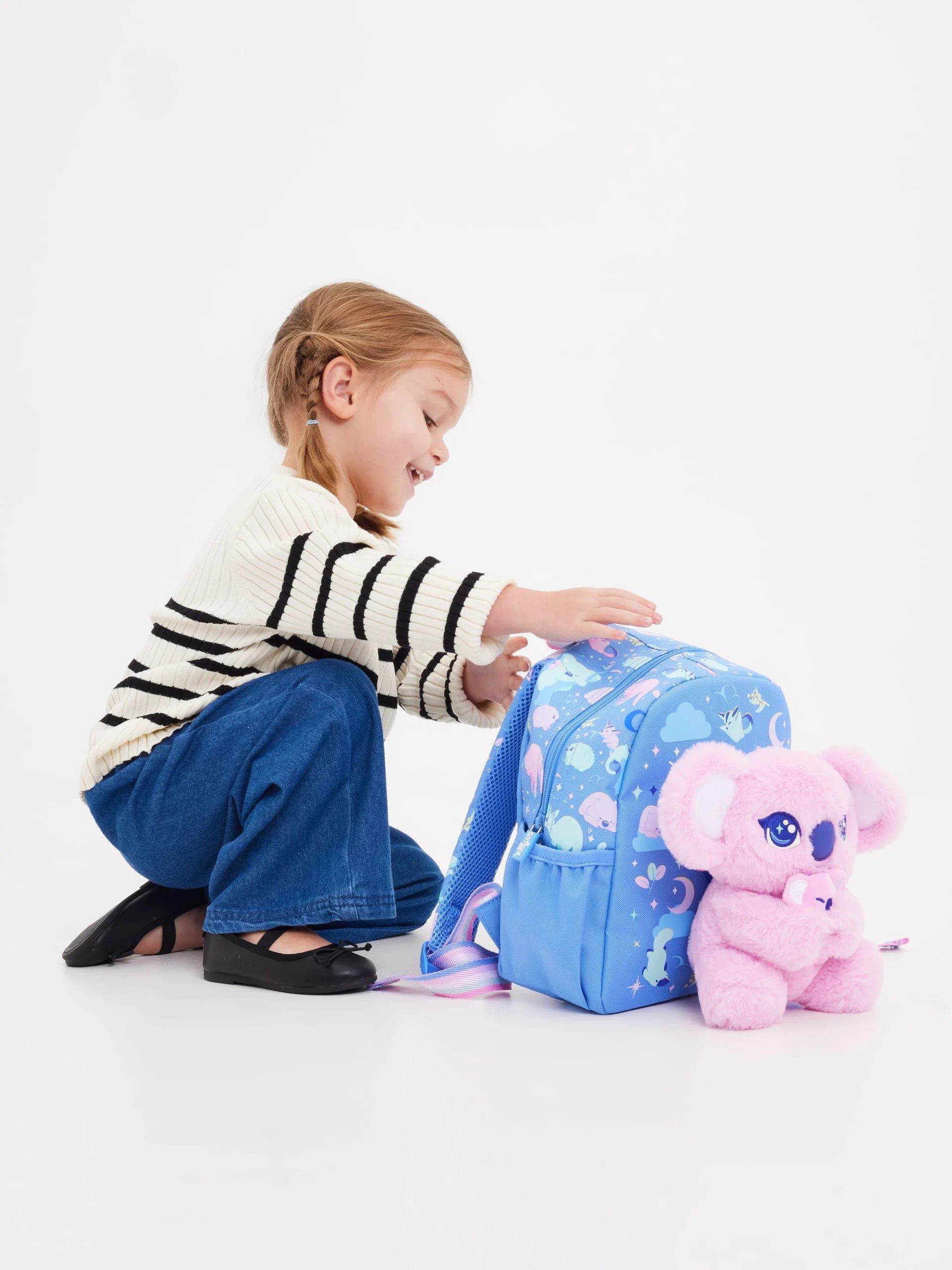 Smiggle - Abnehmbarer Plüsch-Rucksack für den Kindergarten „Big Dreams“.