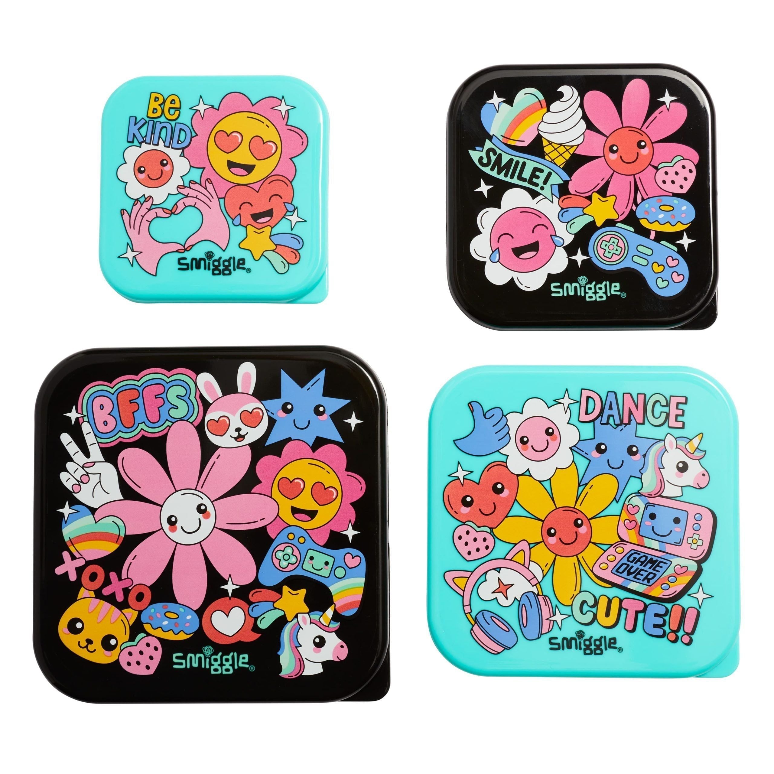 Smiggle - Bright Side 4-teiliges Brotdosen-Set