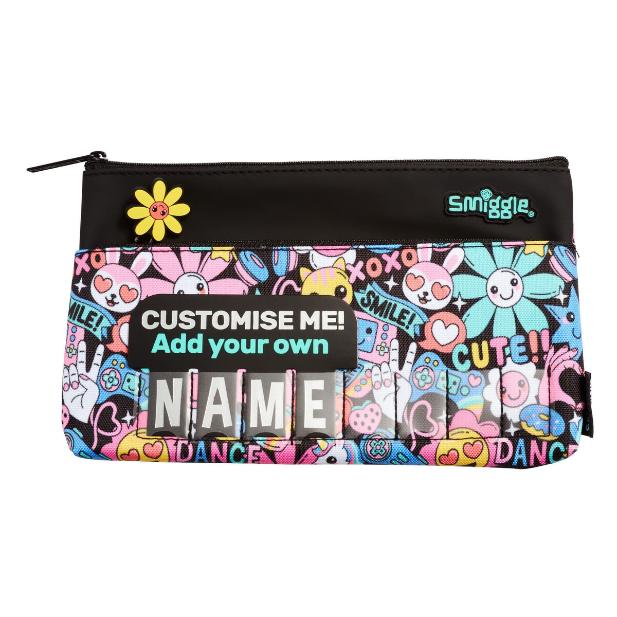 Smiggle – Bright Side Federmäppchen und Handtasche mit Namensschild