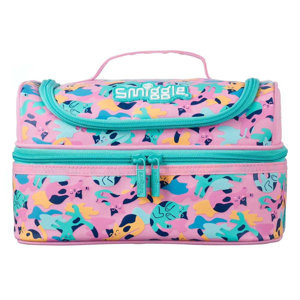 Smiggle – Doppeldecker-Lunchbox mit blauen Katzen