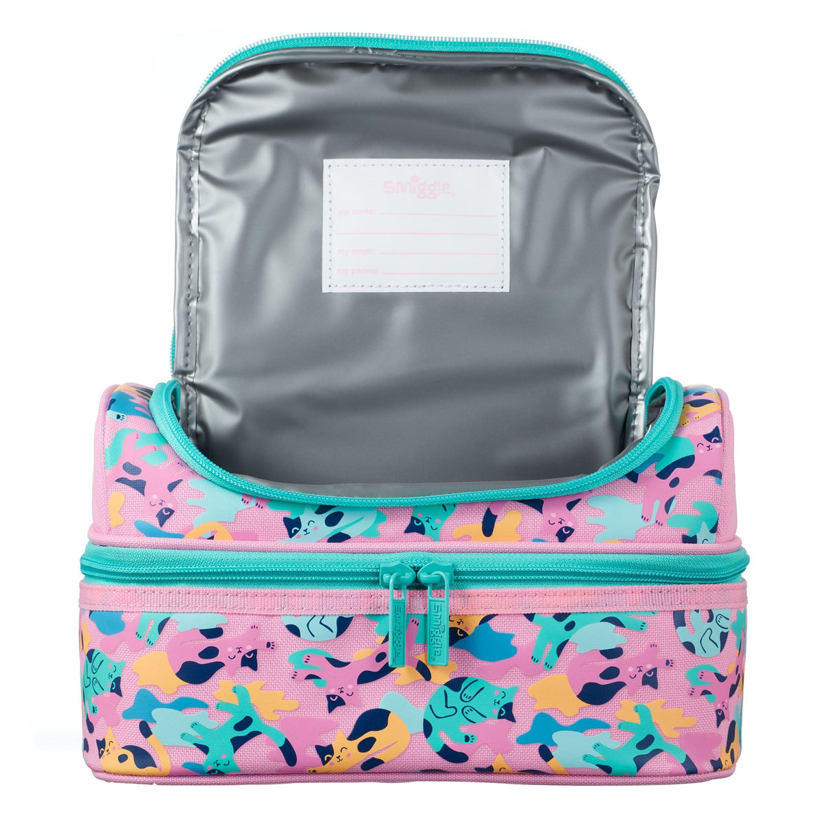 Smiggle – Doppeldecker-Lunchbox mit blauen Katzen