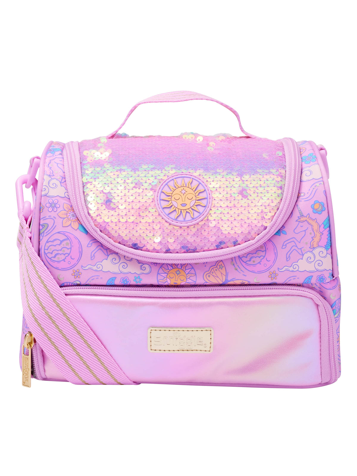 Smiggle – Cosmos große doppelte Lunchtasche mit Riemen