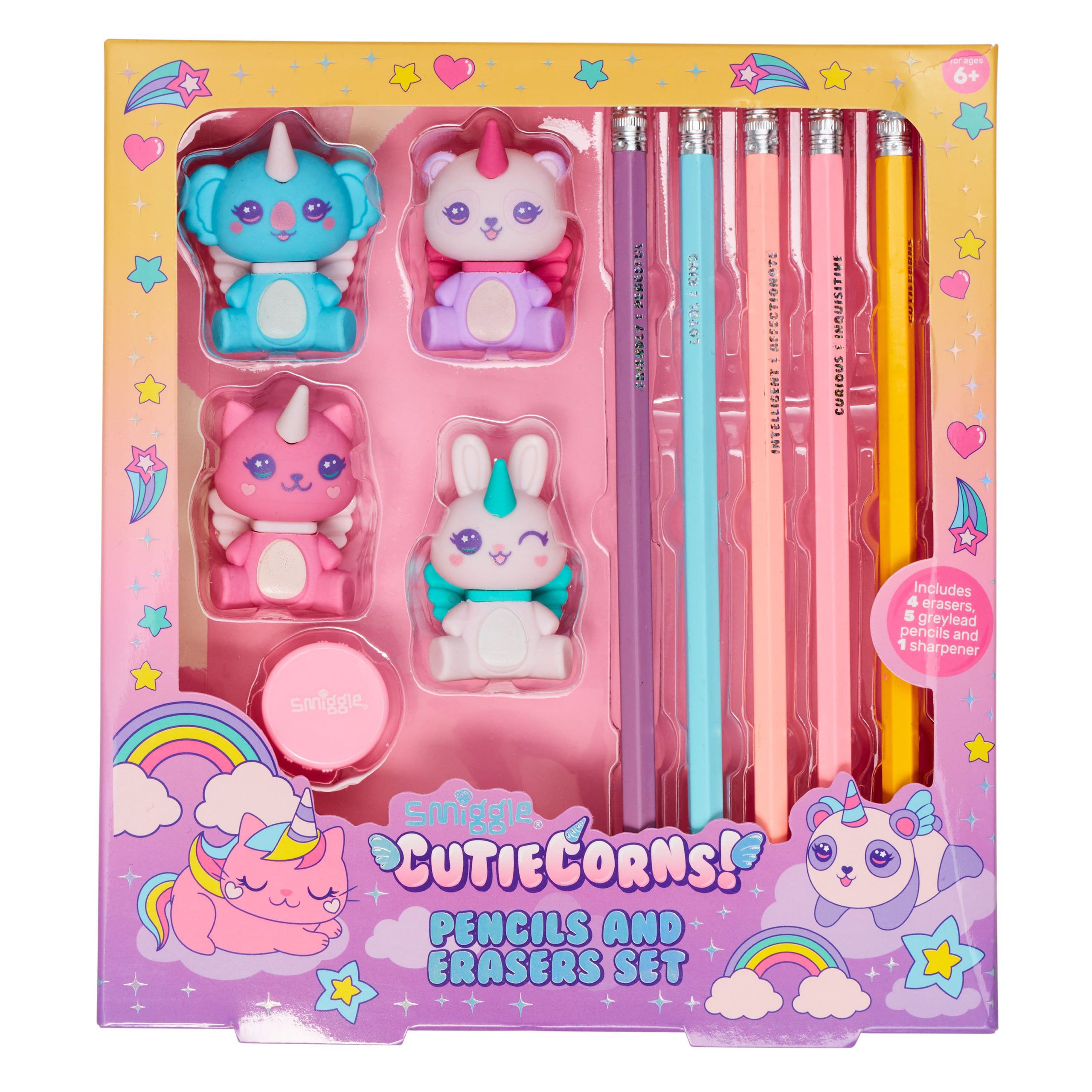 Smiggle – Cutie Corns Fun Bleistift- und Radiergummi-Set