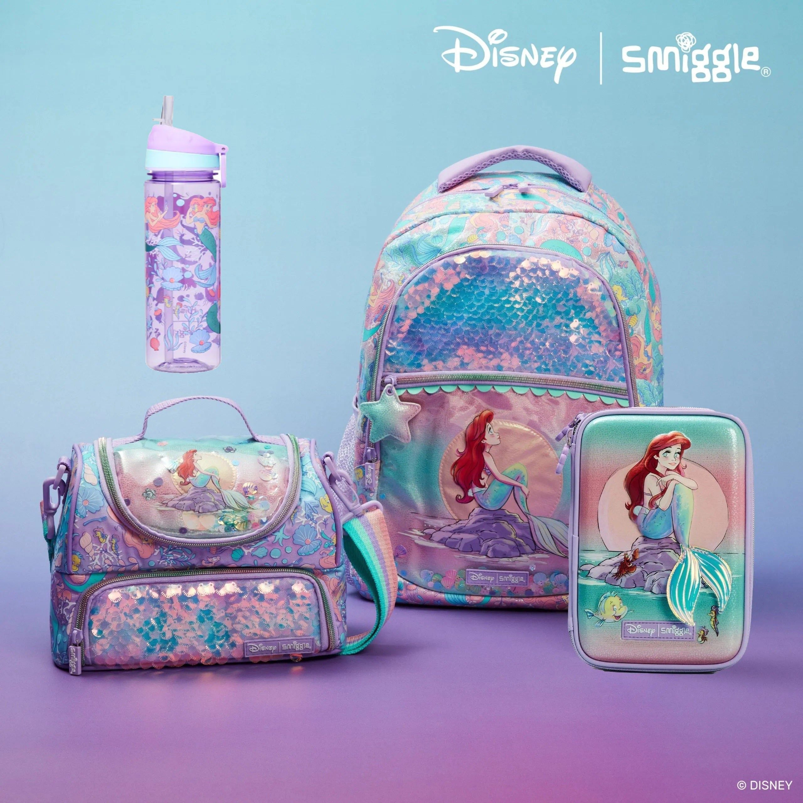 Smiggle – Disney Prinzessin Arielle Schulranzen-Set (4-teilig)