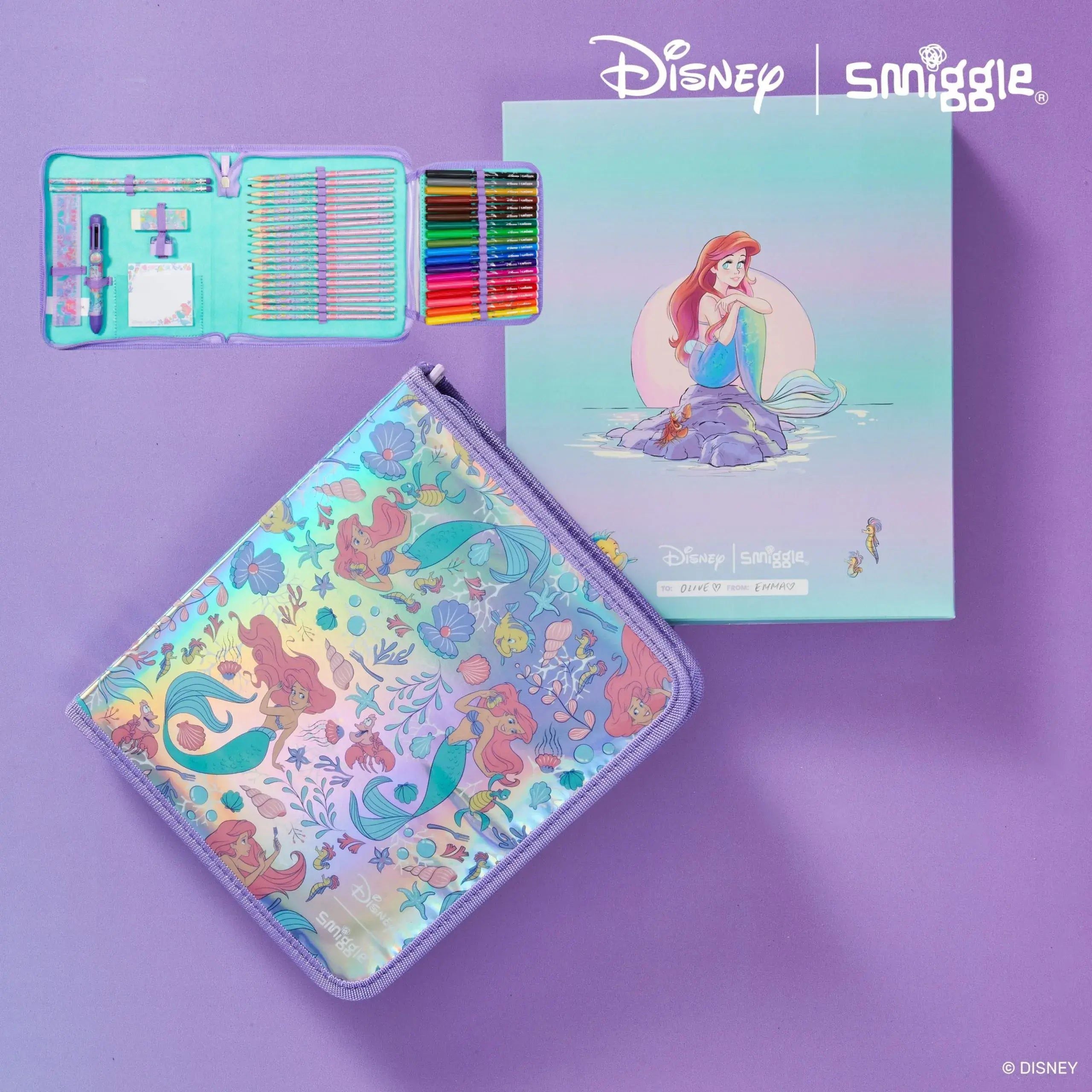 Smiggle - Disney Princess Federmäppchen und Buntstifte-Briefpapier-Set