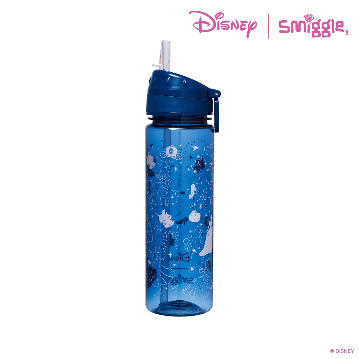 Smiggle – Disney Princess 650 ml BPA-freie Wasserflasche mit Strohhalm