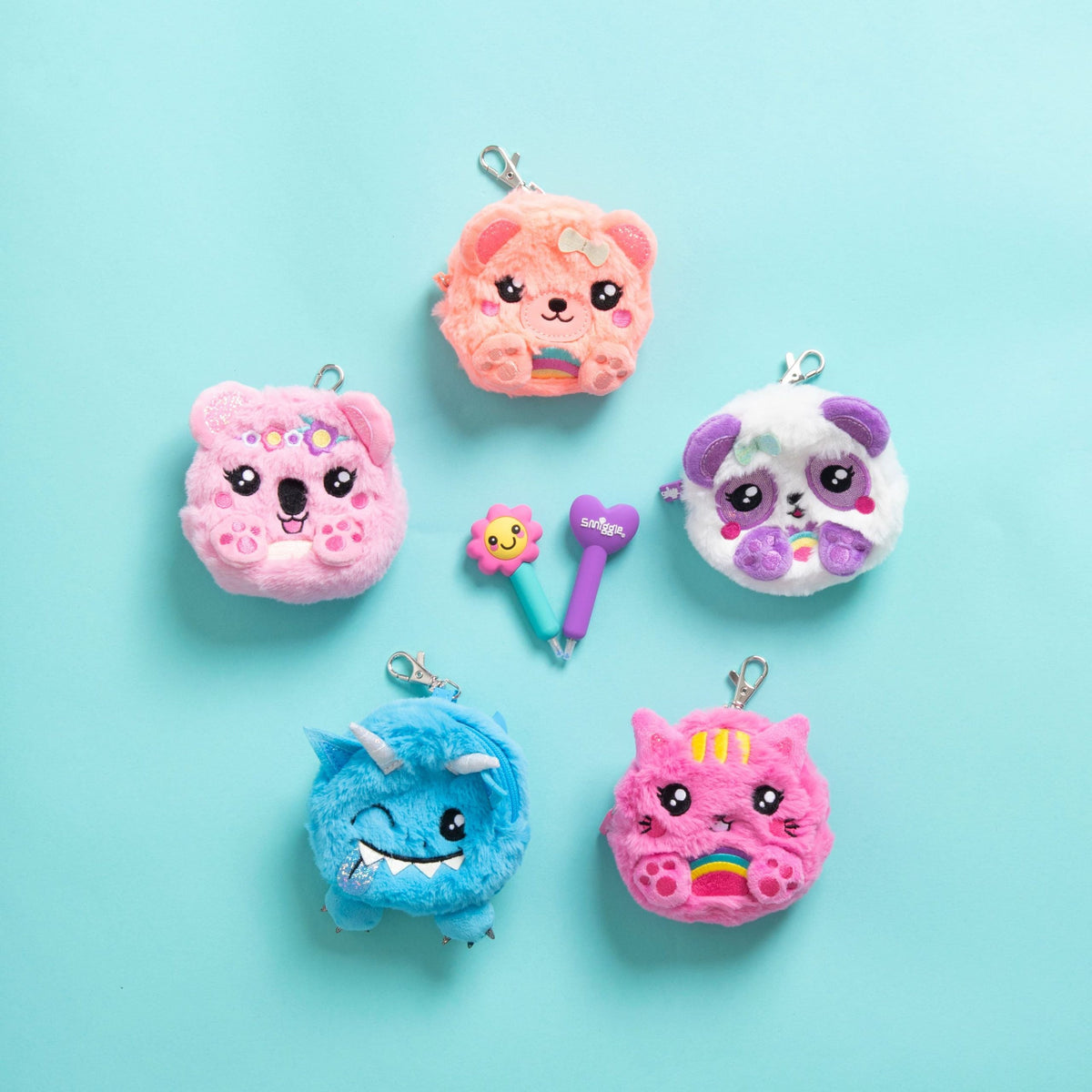 Smiggle – Flauschige Minitasche mit Notizblock und Stift