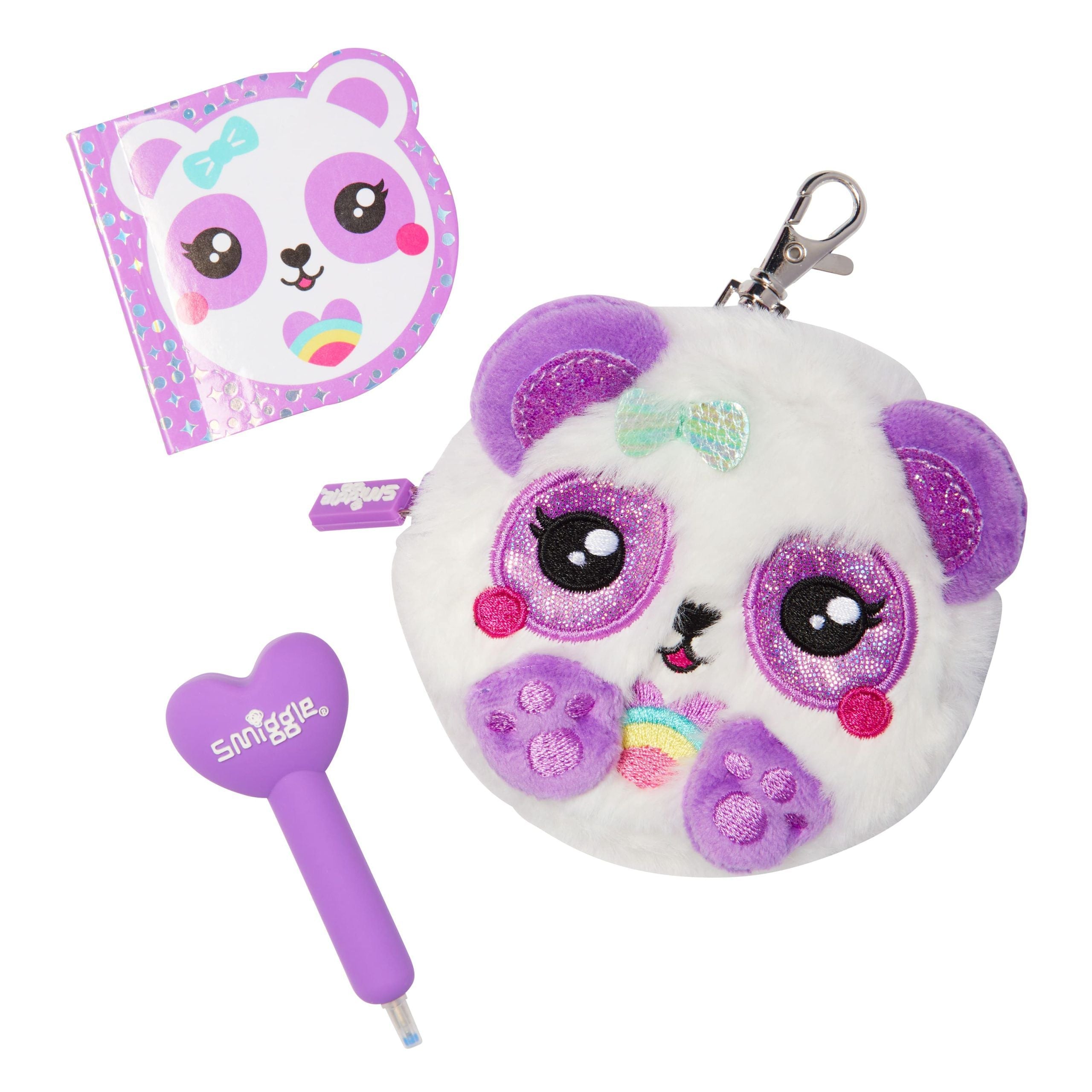 Smiggle – Flauschige Minitasche mit Notizblock und Stift
