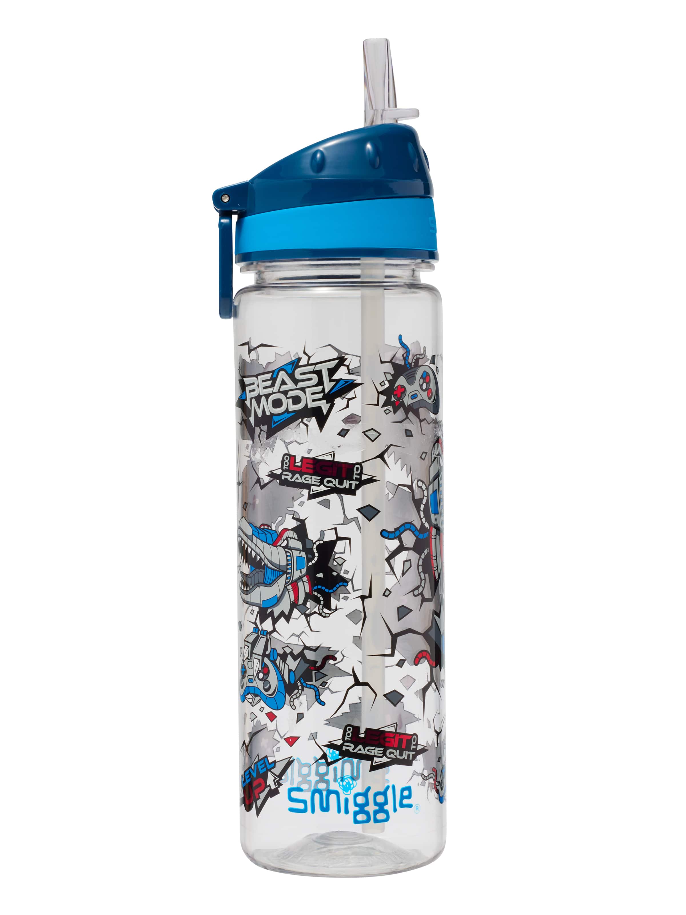 Smiggle - Fly High BPA-freie 650-ml-Wasserflasche mit Strohhalm