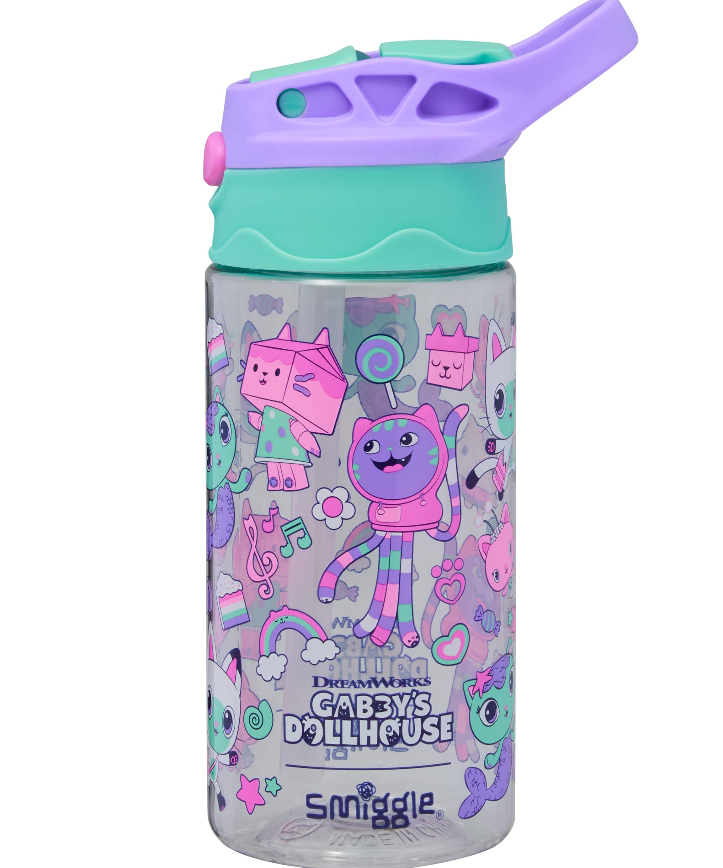 Smiggle - Gabbys Dollhouse BPAsız 440ML Gizli Pipetli Suluk - Dinossi