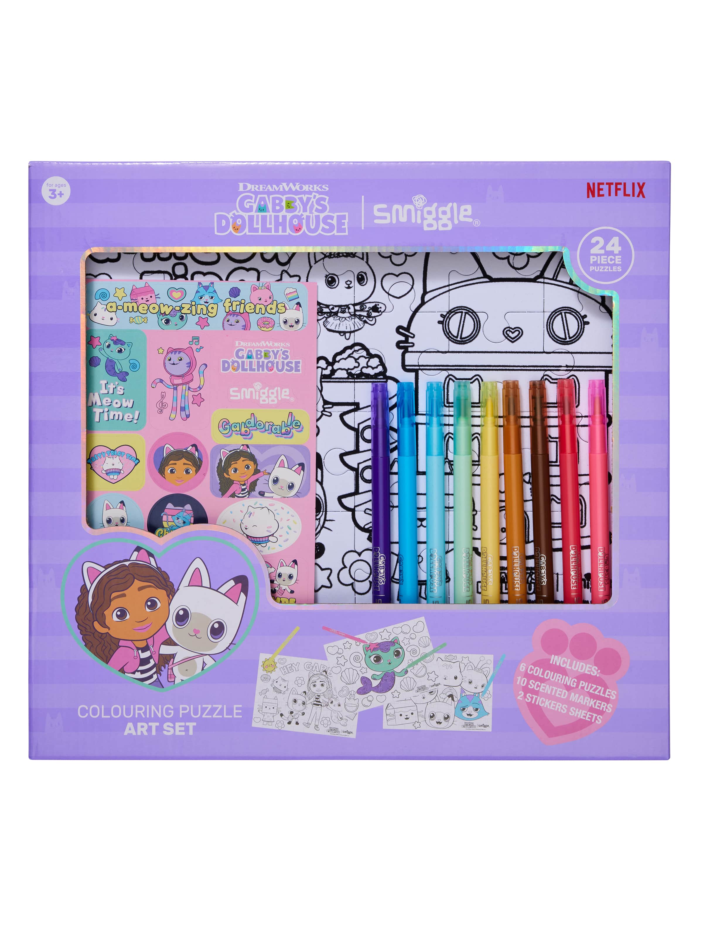 Smiggle – Gabbys Puppenhaus-Puzzle- und Kunst-Briefpapier-Set