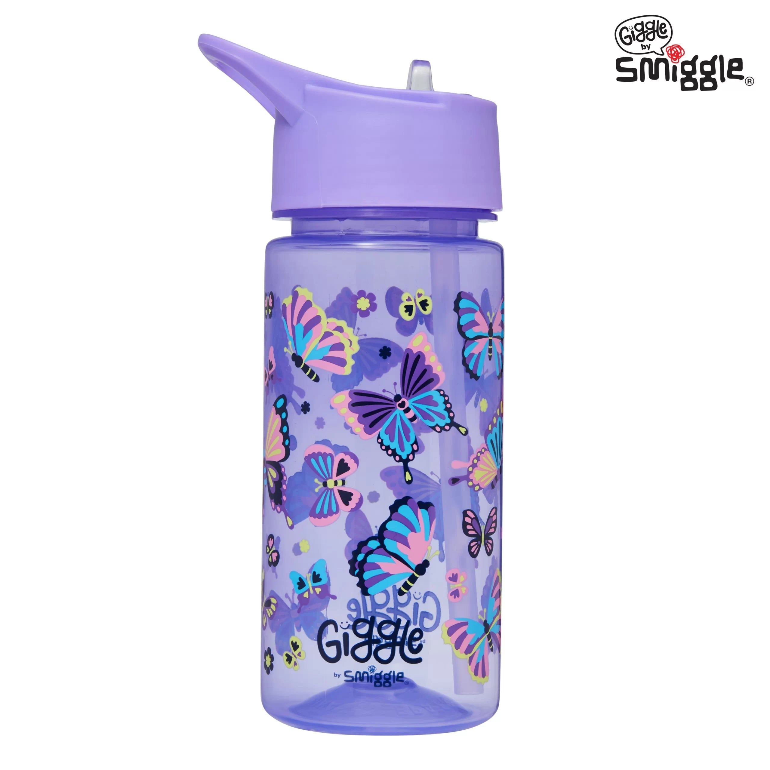 Smiggle - Giggle 450 ML BPA-freie Trinkflasche mit Strohhalm
