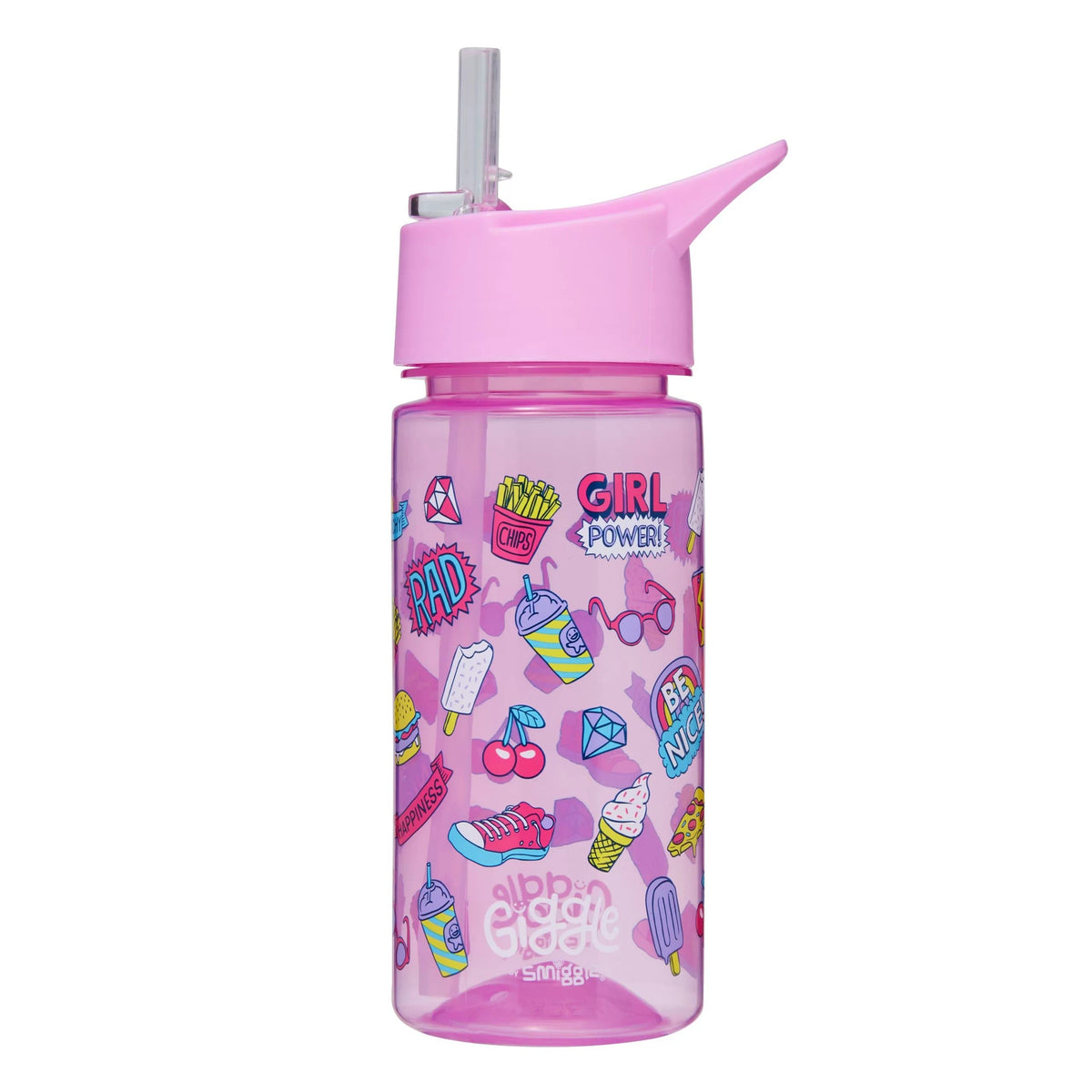 Smiggle - Giggle 450 ML BPA-freie Trinkflasche mit Strohhalm