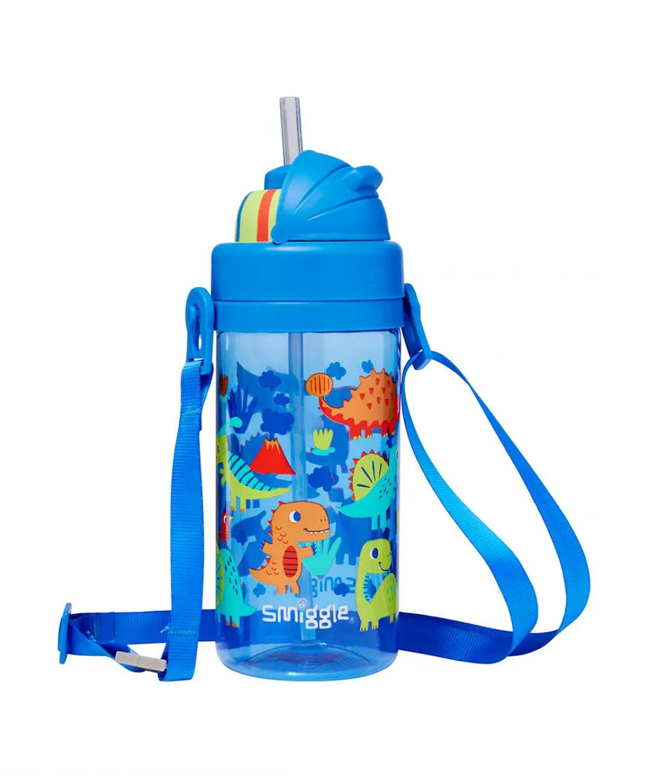 Smiggle - Glide Teeny Tiny Dinossi Design 400 ML BPA-freie Trinkflasche mit verstecktem Strohhalm