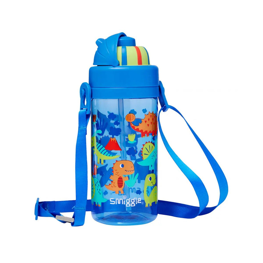 Smiggle - Glide Teeny Tiny Dinossi Design 400 ML BPA-freie Trinkflasche mit verstecktem Strohhalm