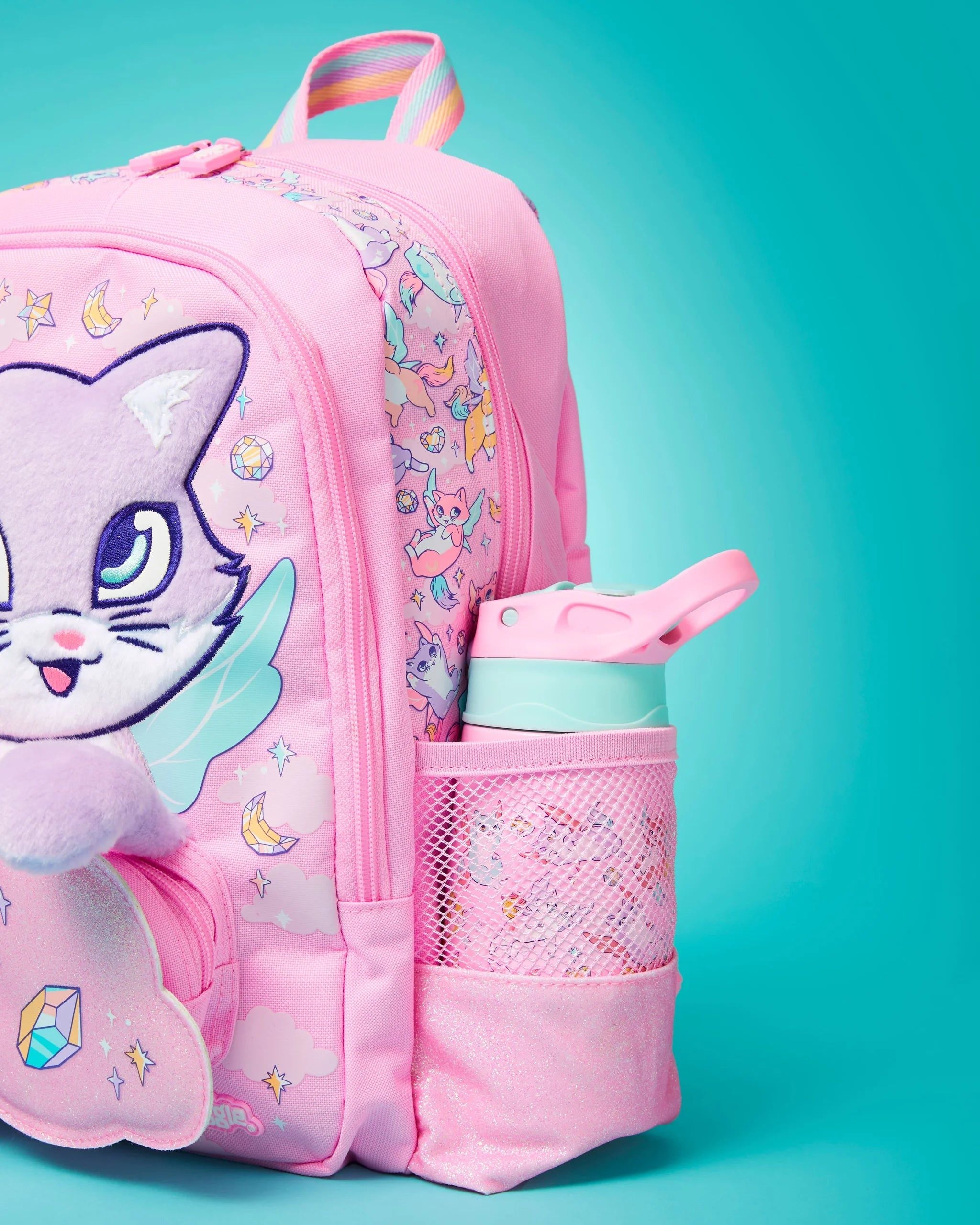 Smiggle – Happy Tales 400 ml Flasche mit automatischem Stahlstrohhalm