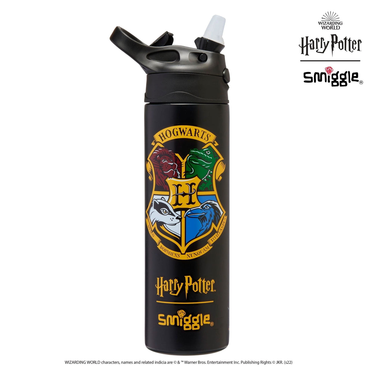 Smiggle – Harry Potter 520 ml Stahlflasche mit automatischem Strohhalm