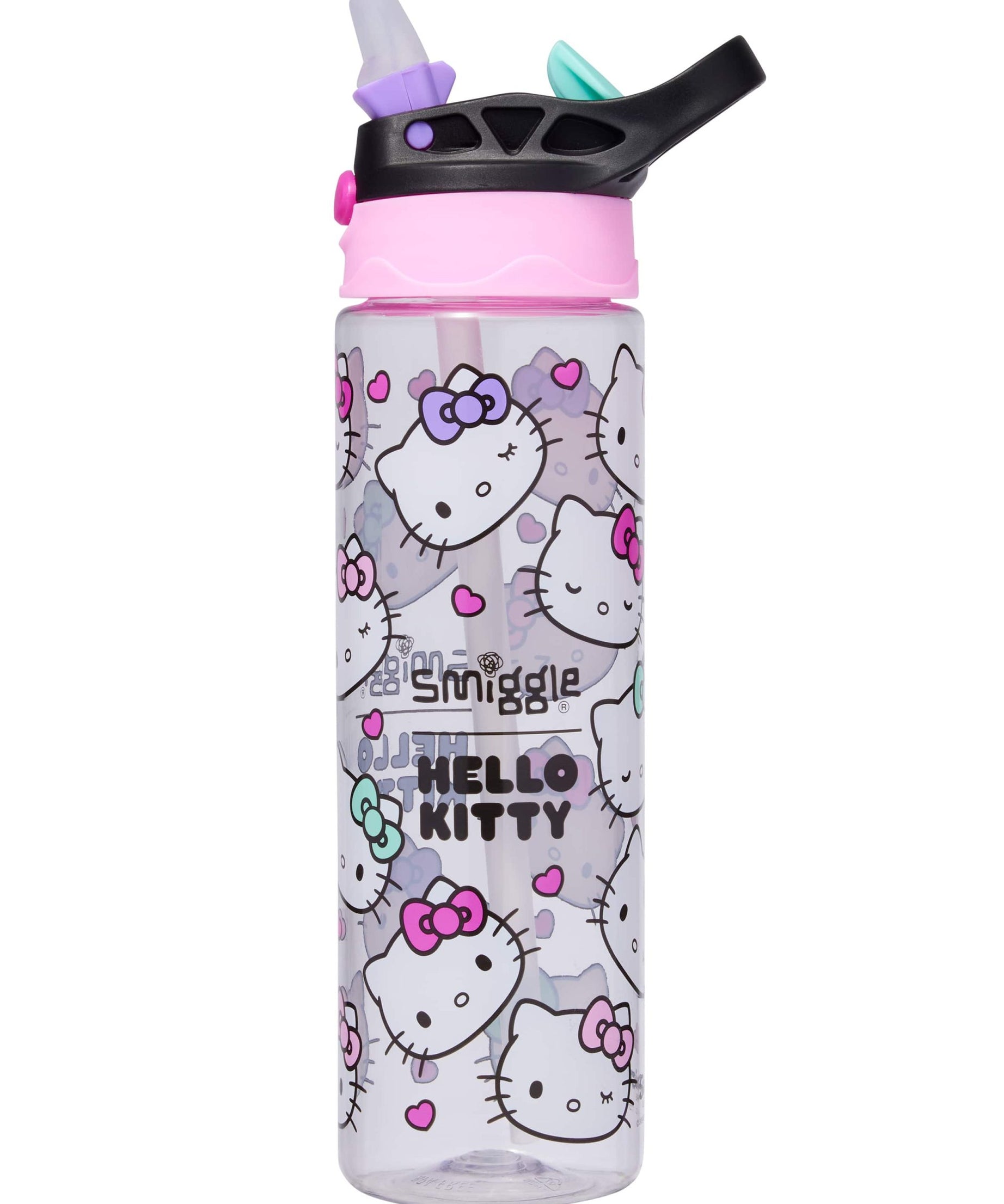 Smiggle - Hello Kitty BPA-freie automatische Trinkflasche mit Strohhalm 650ML