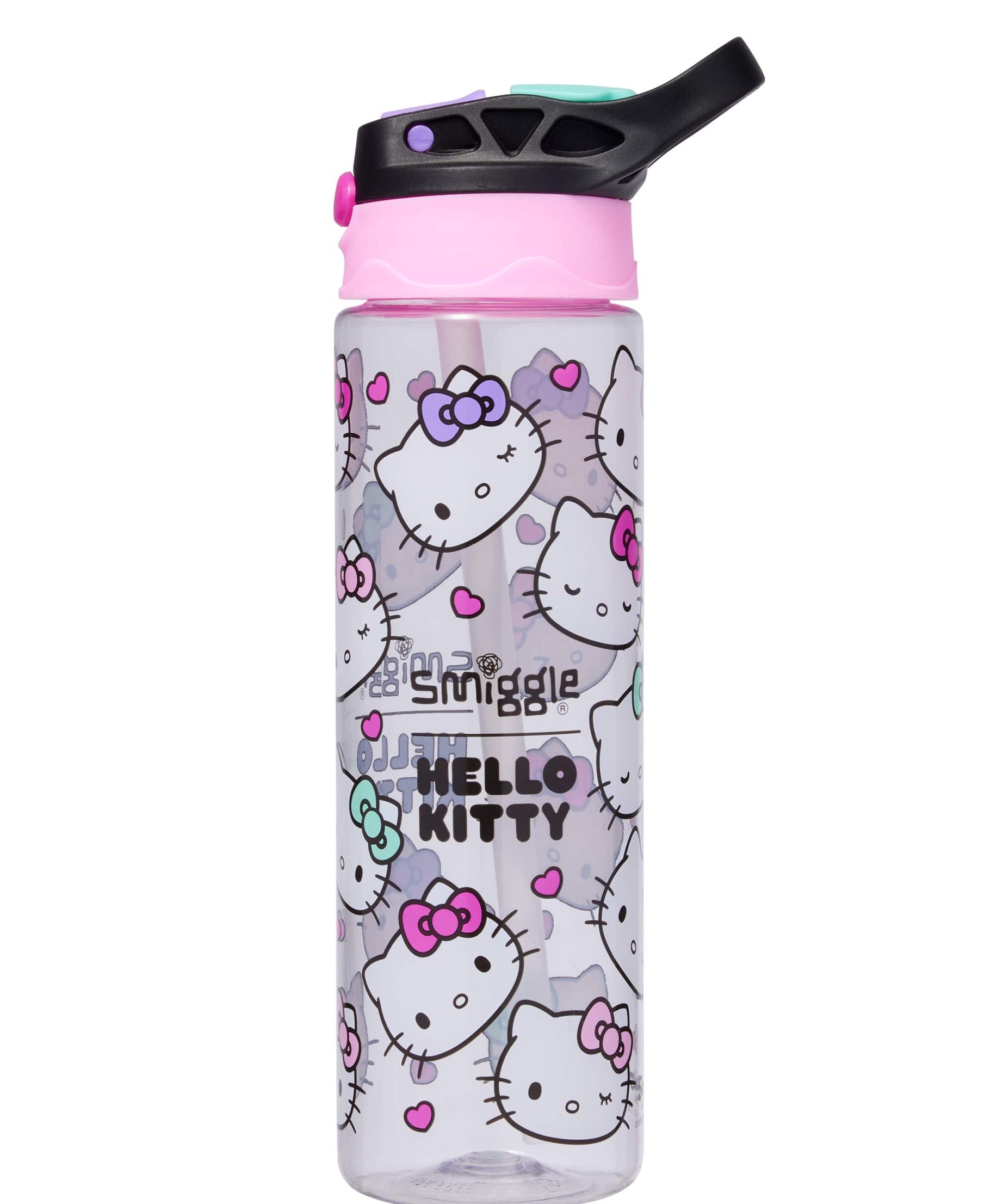 Smiggle - Hello Kitty BPA-freie automatische Trinkflasche mit Strohhalm 650ML