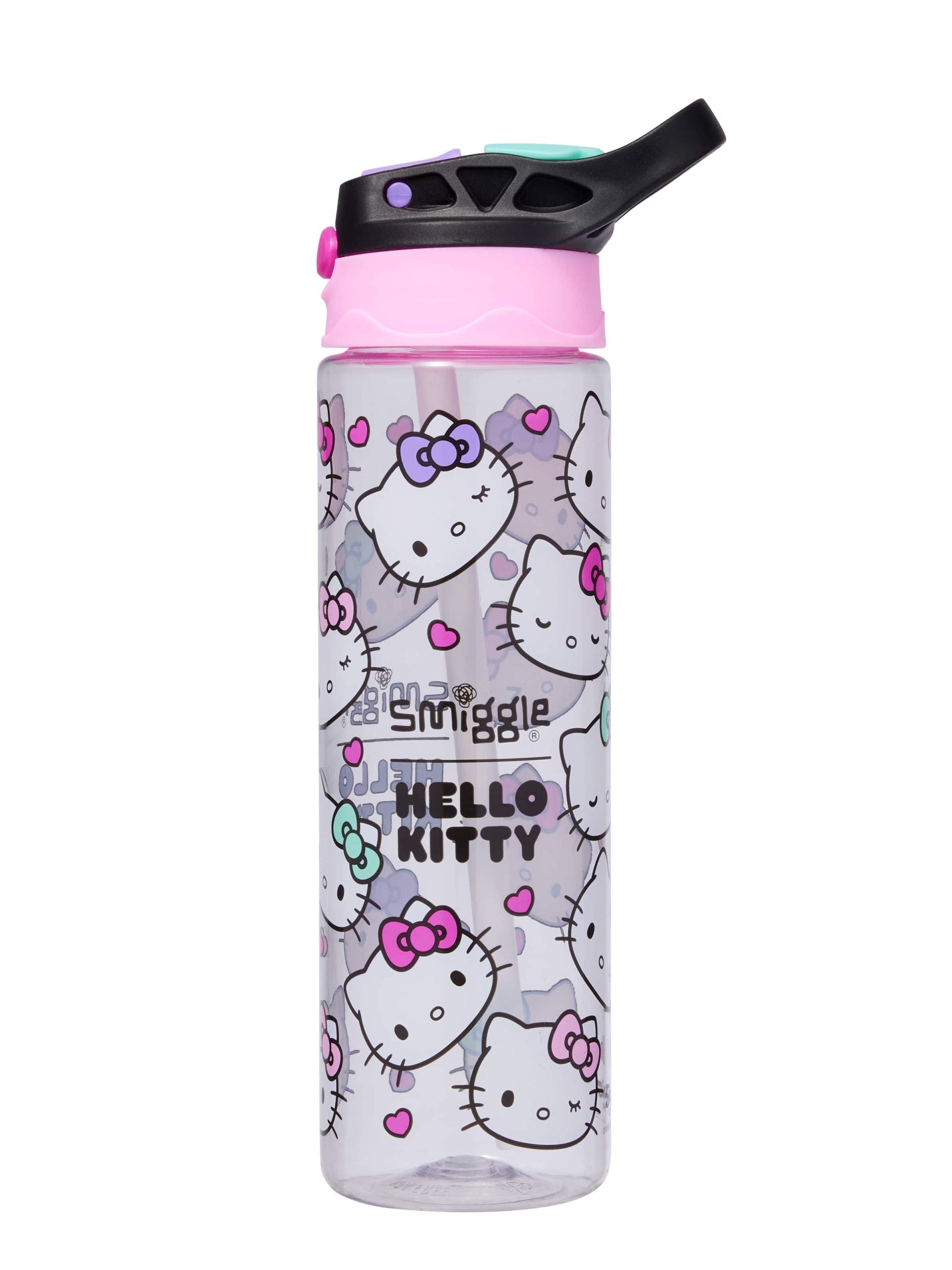 Smiggle - Hello Kitty BPA-freie automatische Trinkflasche mit Strohhalm 650ML