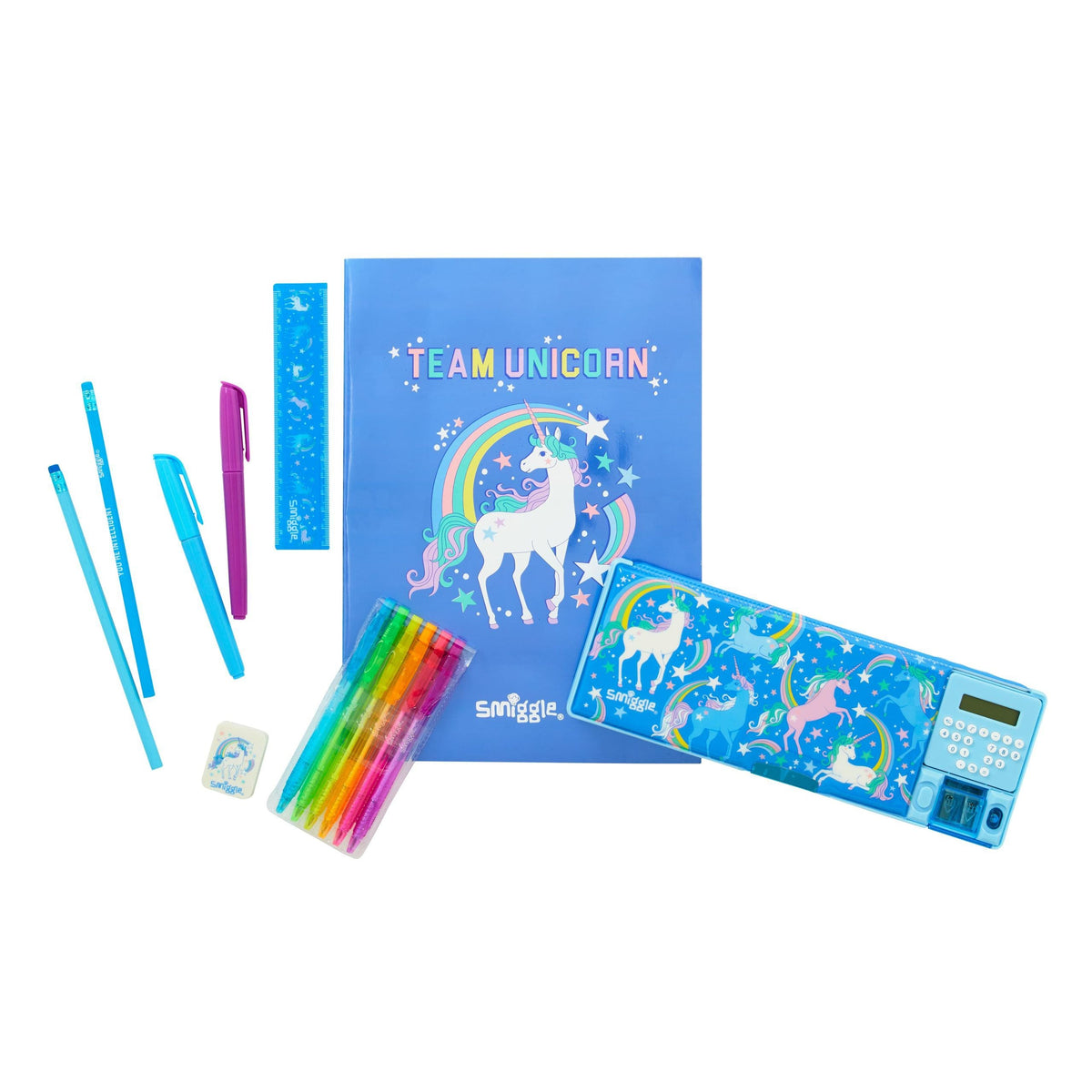 Smiggle – automatisches Federmäppchen mit Taschenrechner und speziellem Stift-Set