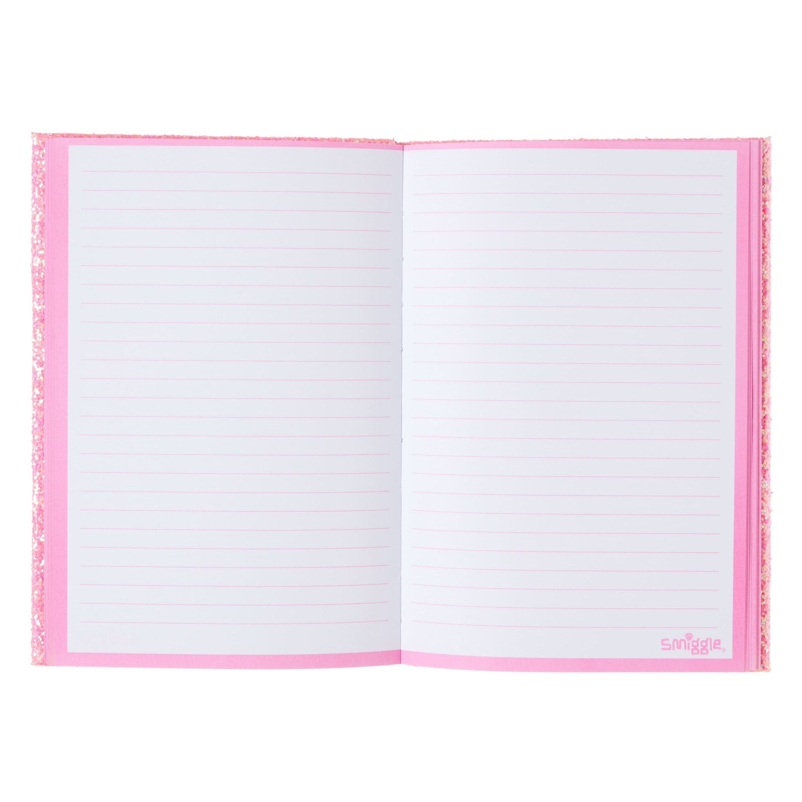 Smiggle – Rosa A5-Notizbuch mit beleuchteten Buchstaben