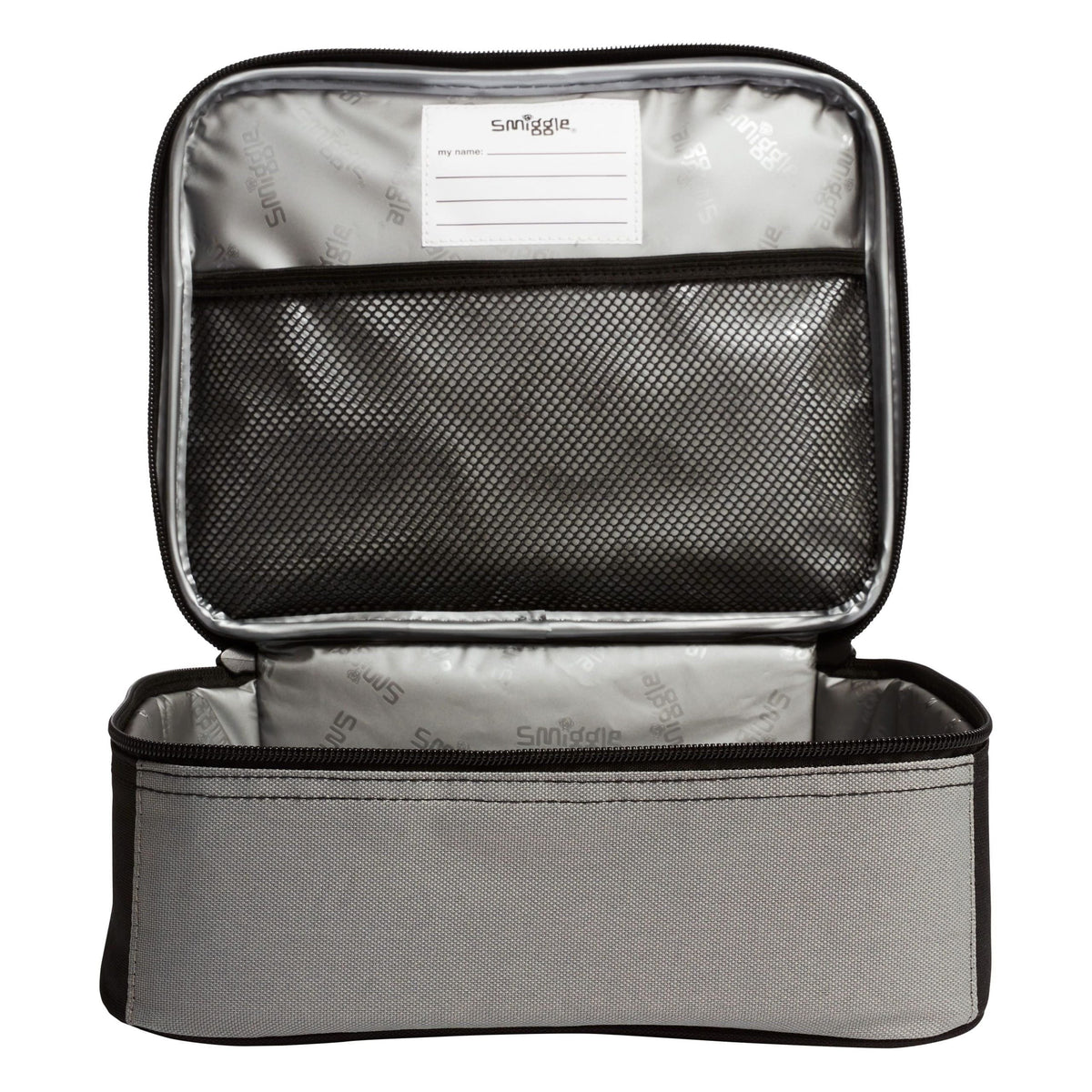 Smiggle – Dinossi-Lunchbox im speziellen Design, montierbar an einer quadratischen Tasche