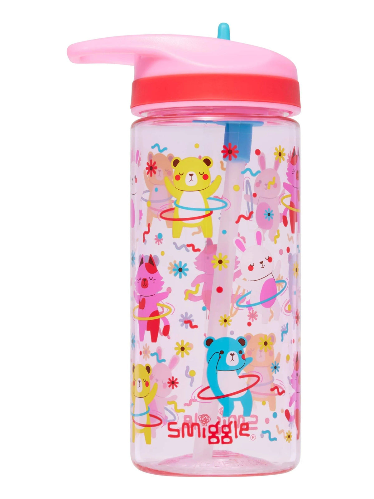 Smiggle - Let's Play 440 ML BPA-freie Trinkflasche mit Strohhalm