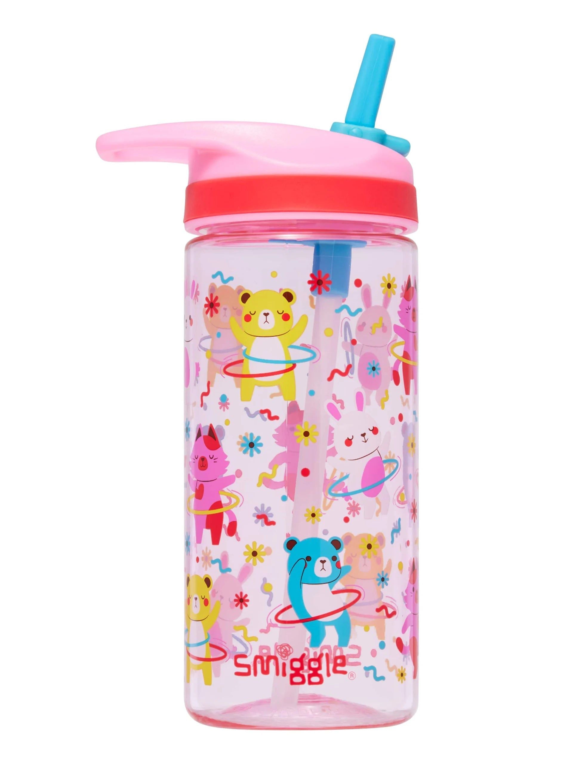 Smiggle - Let's Play 440 ML BPA-freie Trinkflasche mit Strohhalm