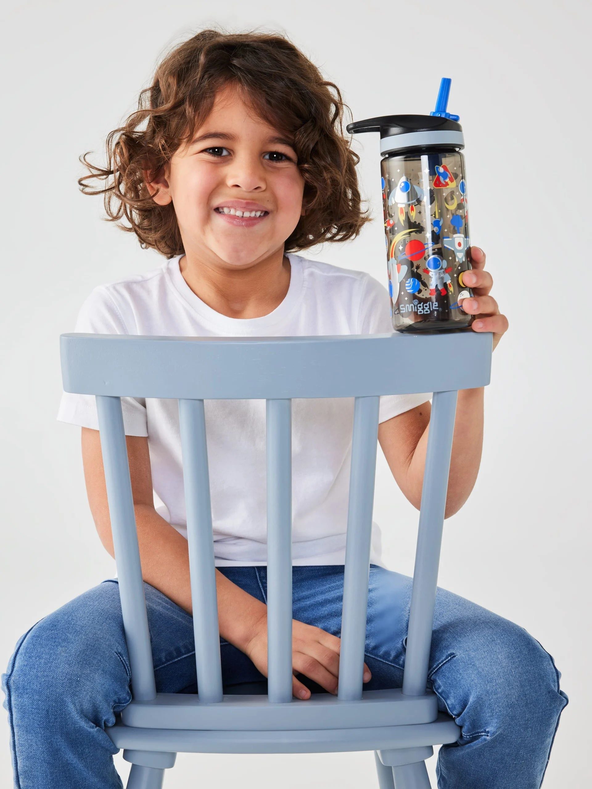 Smiggle - Let's Play 440 ML BPA-freie Trinkflasche mit Strohhalm