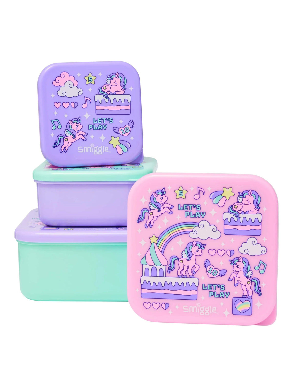 Smiggle – Lets Play 4-teilige BPA-freie Lebensmittel- und Ernährungsbehälter
