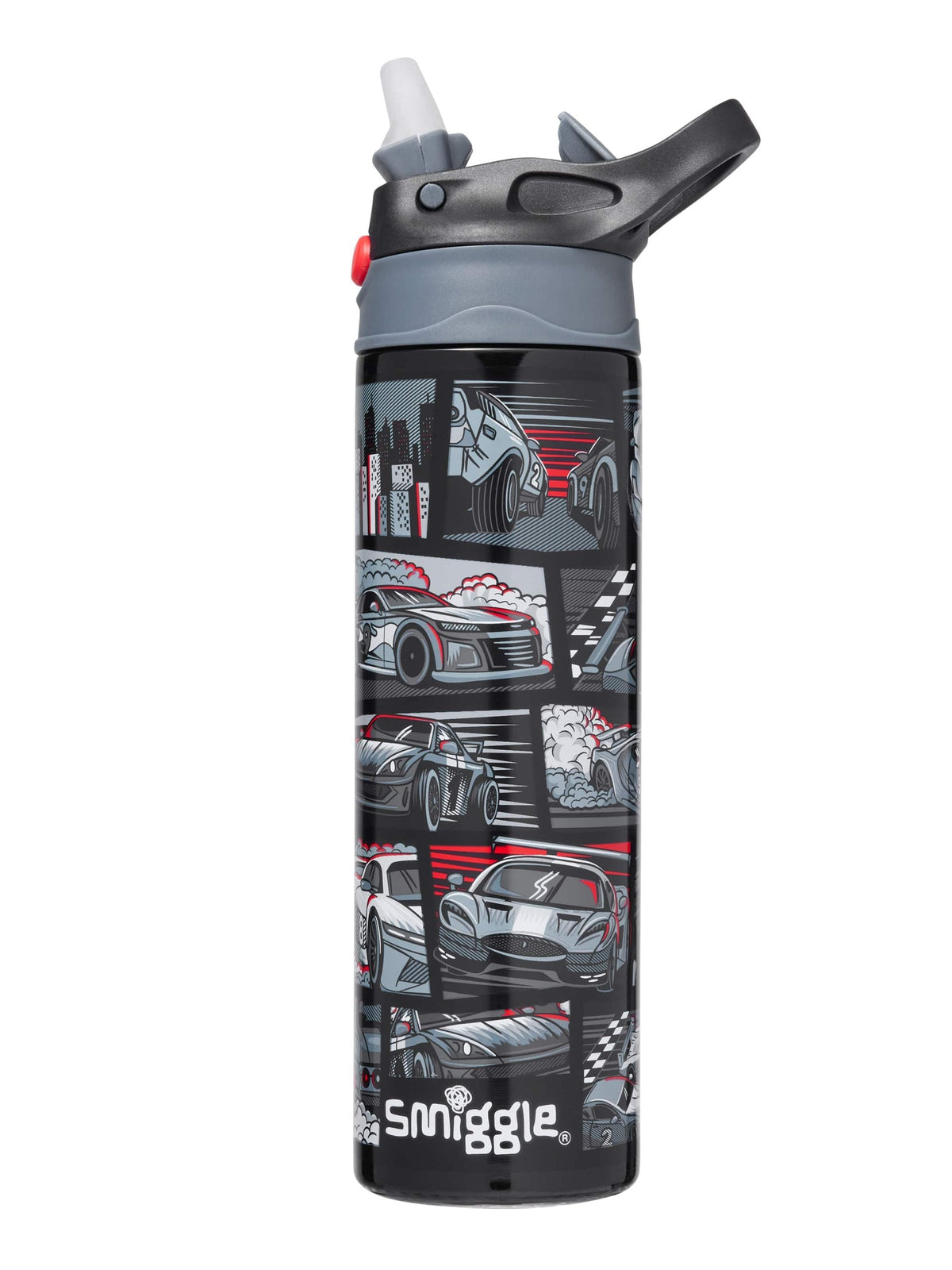 Smiggle – Limitless Automatik-Flasche aus Edelstahl, 520 ml, mit Strohhalm