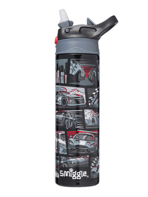 Smiggle – Limitless Automatik-Flasche aus Edelstahl, 520 ml, mit Strohhalm