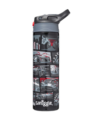 Smiggle – Limitless Automatik-Flasche aus Edelstahl, 520 ml, mit Strohhalm