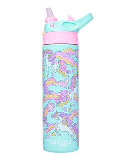 Smiggle – Limitless Automatik-Flasche aus Edelstahl, 520 ml, mit Strohhalm