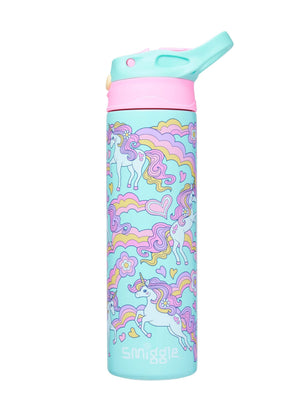 Smiggle – Limitless Automatik-Flasche aus Edelstahl, 520 ml, mit Strohhalm