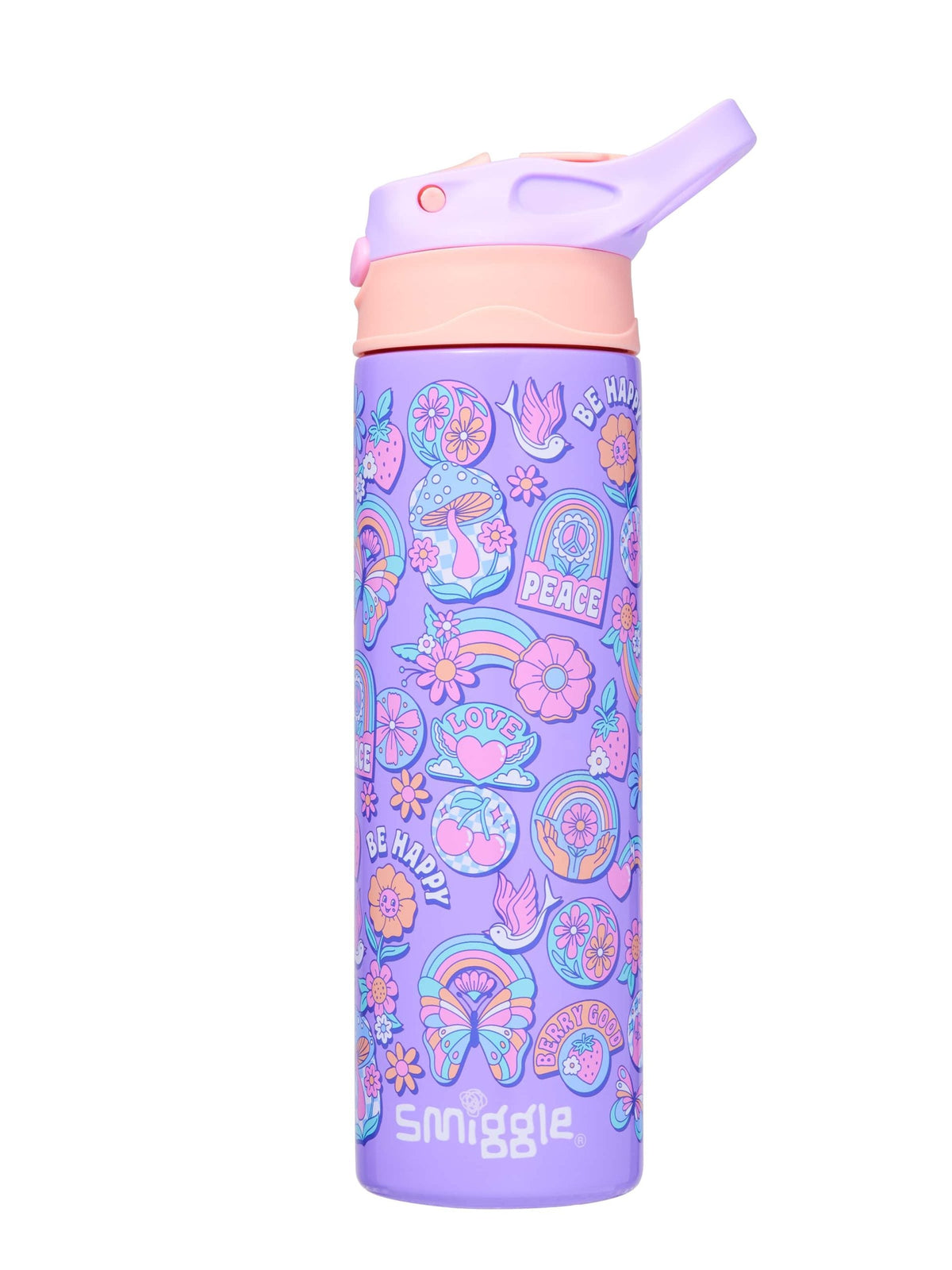 Smiggle – Limitless Automatik-Flasche aus Edelstahl, 520 ml, mit Strohhalm