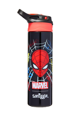 Smiggle - Marvel Spiderman BPA-freie automatische Trinkflasche mit Strohhalm 650 ml