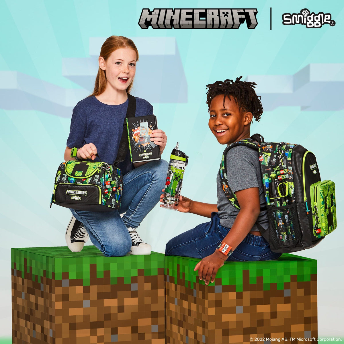 Smiggle - Minecraft Strohhalmflasche 650ML BPA-frei