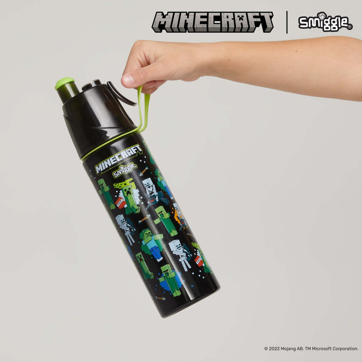 Smiggle – Minecraft 500 ml Stahlflasche mit Wasserspray