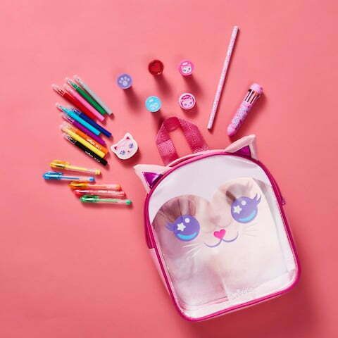 Smiggle - Süßes rotes Katzen-Buntstift-Rucksack-Set für die Kleinen