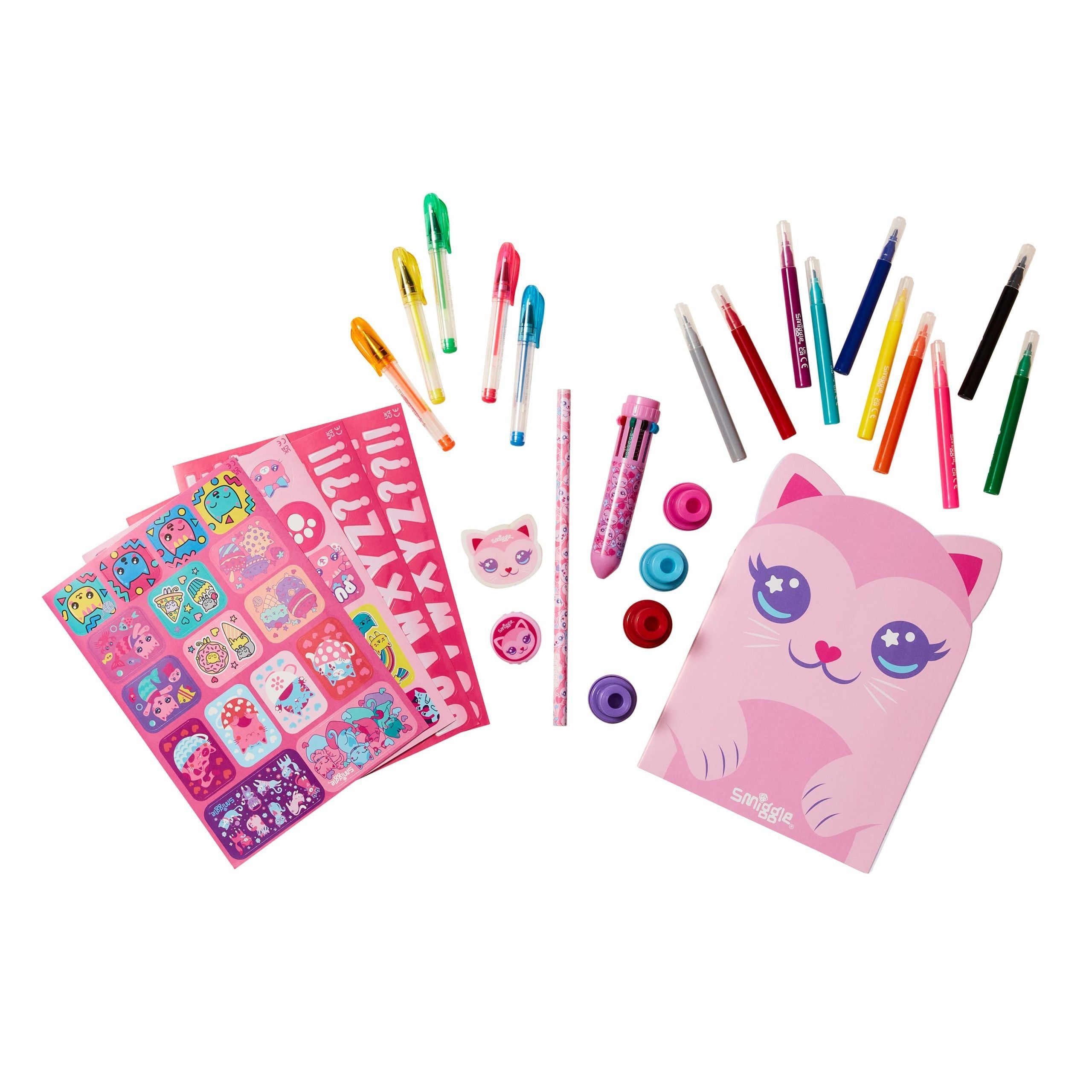 Smiggle - Süßes rotes Katzen-Buntstift-Rucksack-Set für die Kleinen