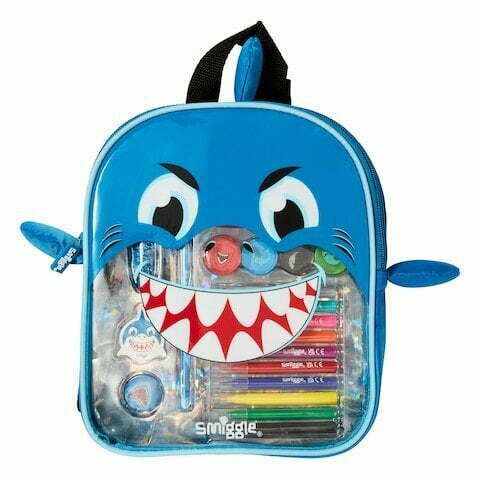 Smiggle - Süßes Blue Shark Crayons Rucksack-Set für die Kleinen