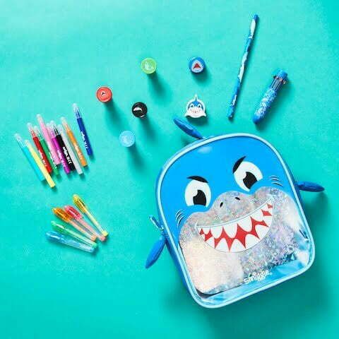 Smiggle - Süßes Blue Shark Crayons Rucksack-Set für die Kleinen