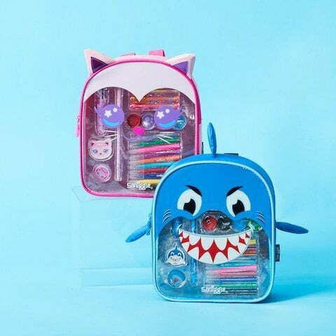 Smiggle - Süßes Blue Shark Crayons Rucksack-Set für die Kleinen