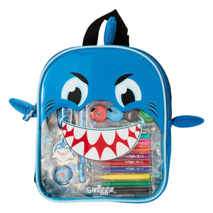 Smiggle - Süßes Blue Shark Crayons Rucksack-Set für die Kleinen