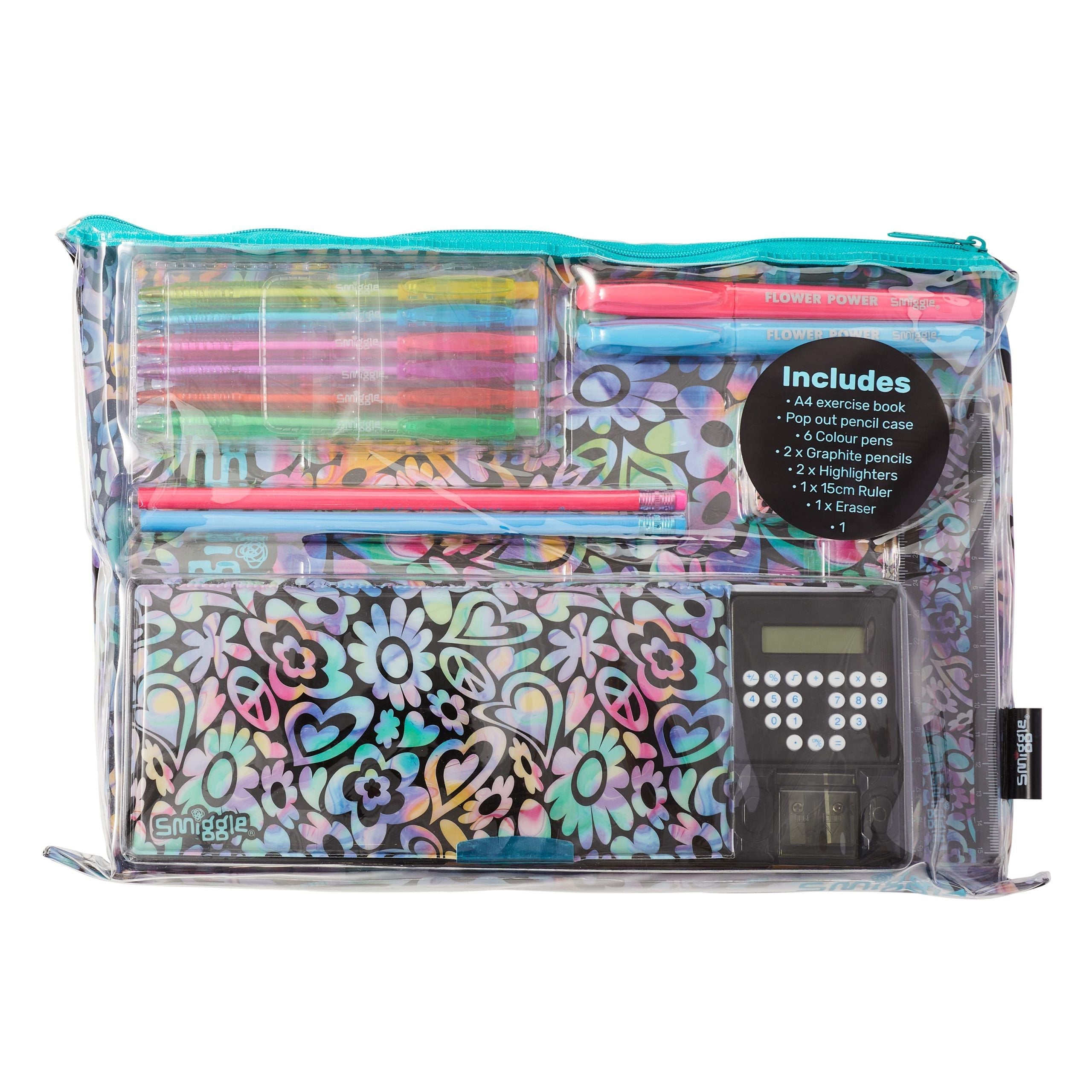 Smiggle – Automatisches Federmäppchen und Schreibwaren-Set mit Mirage-Rechner
