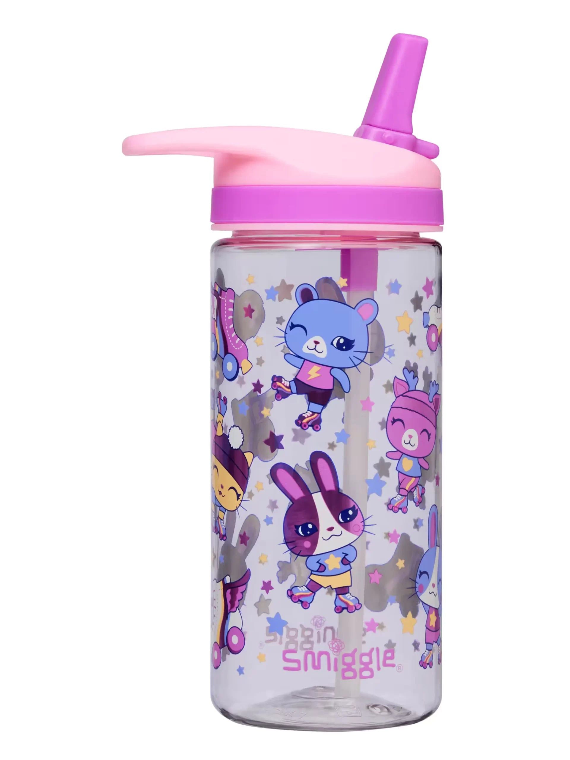 Smiggle - Movin 440 ML BPA-freie Trinkflasche mit Strohhalm